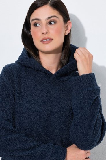 Ulla Popken 853353 Vestido de estar en casa con capucha Azul marino - Pijamas/ropa de estar en casa - 