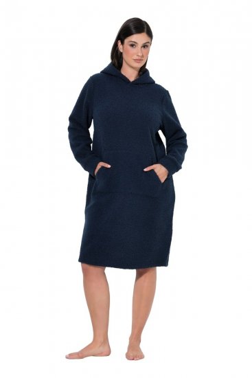 Ulla Popken 853353 Vestido de estar en casa con capucha Azul marino - Pijamas/ropa de estar en casa - 