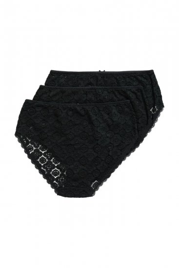 Ulla Popken 853495 Bragas de flores pack de 3 Negro - Bragas - 