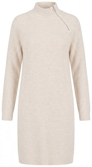 Ulla Popken 853504 Vestido de punto de manga larga con cuello alto Blanco roto - Vestidos de punto - 