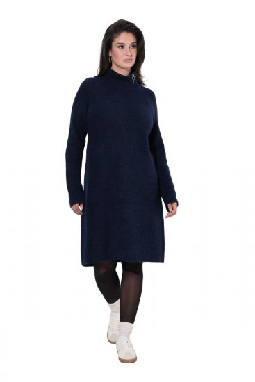Ulla Popken 853504 Vestido de punto con cuello alto Azul marino - Vestidos - Vestidos para todas las tallas