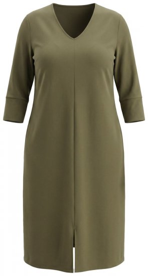 Ulla Popken 853510 Vestido midi con bolsillos Caqui - Vestidos midi - Vestidos midi de talla grande