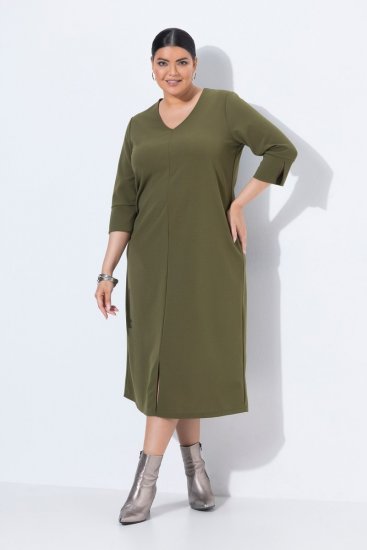 Ulla Popken 853510 Vestido midi con bolsillos Caqui - Vestidos midi - Vestidos midi de talla grande