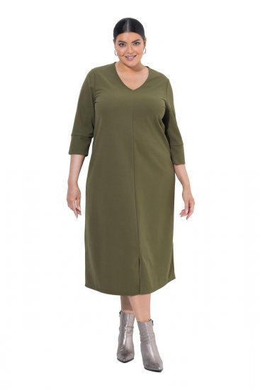Ulla Popken 853510 Vestido midi con bolsillos Caqui - Vestidos midi - Vestidos midi de talla grande