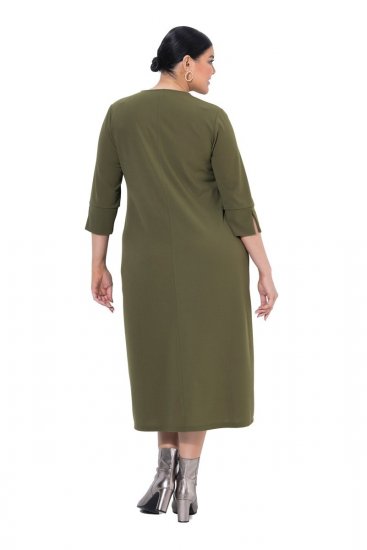 Ulla Popken 853510 Vestido midi con bolsillos Caqui - Vestidos midi - Vestidos midi de talla grande
