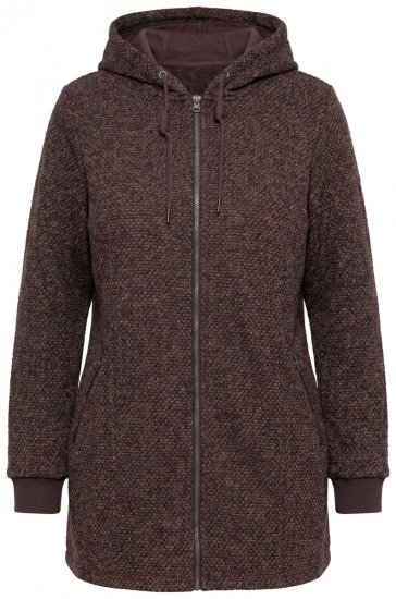 Ulla Popken 853577 Chaqueta de forro polar de punto con capucha y estampado Marrón caoba - Ropa de lana - 