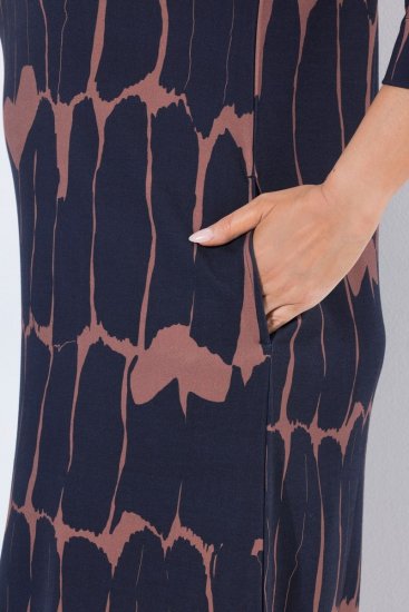 Ulla Popken 853590 Vestido de jersey estampado con manga 3/4 Azul marino - Vestidos - Vestidos para todas las tallas