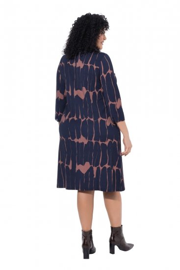 Ulla Popken 853590 Vestido de jersey estampado con manga 3/4 Azul marino - Vestidos - Vestidos para todas las tallas