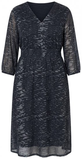 Ulla Popken 853620 Vestido midi con estampado animal y manga 3/4 Negro - Vestidos midi - Vestidos midi de talla grande