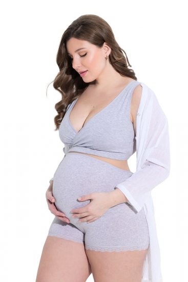 Ulla Popken 853631 Bragas premamá con encaje Gris jaspeado - Bragas - 