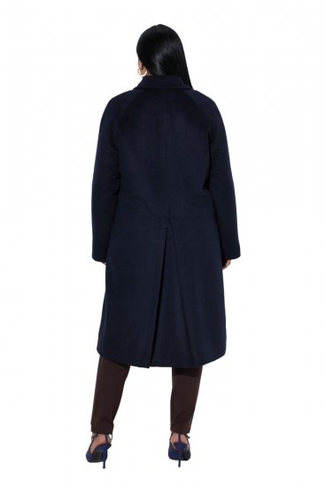Ulla Popken 853646 Abrigo de lana con cuello camisero Azul marino - Abrigos - Abrigos de talla grande