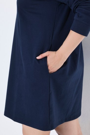 Ulla Popken 853652 Vestido de terciopelo con capucha Azul marino - Vestidos de noche - Vestidos de fiesta de gran talla