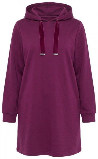 Ulla Popken 853652 Vestido de felpa de manga larga con capucha Rojo baya - Vestidos - Vestidos para todas las tallas