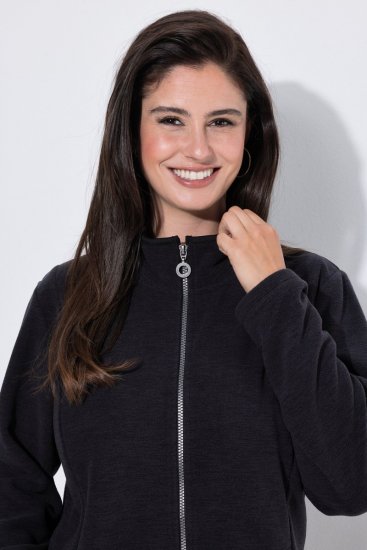 Ulla Popken 853668 Chaqueta polar con cuello alto Negro - Ropa de lana - 