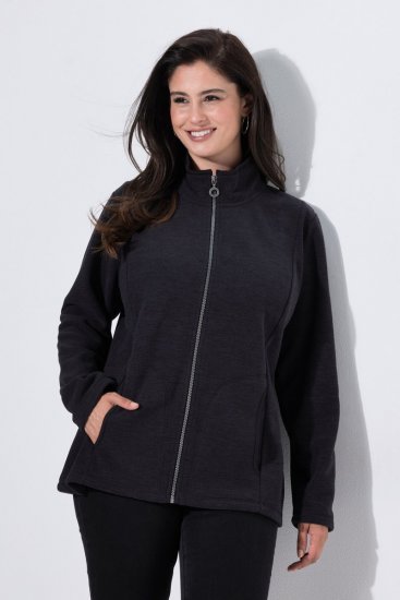 Ulla Popken 853668 Chaqueta polar con cuello alto Negro - Ropa de lana - 