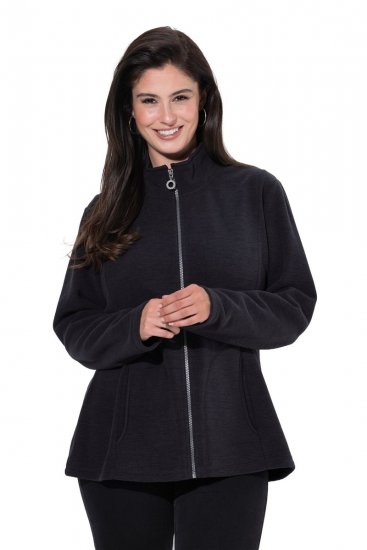 Ulla Popken 853668 Chaqueta polar con cuello alto Negro - Ropa de lana - 