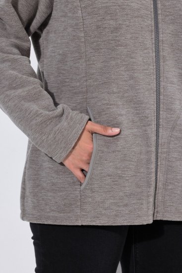 Ulla Popken 853668 Chaqueta polar con cuello alto Gris - Ropa de lana - 