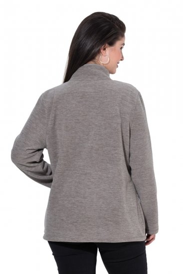 Ulla Popken 853668 Chaqueta polar con cuello alto Gris - Ropa de lana - 