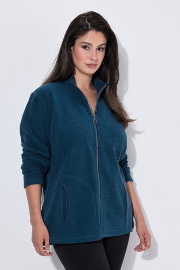 Ulla Popken 853668 Chaqueta polar con cuello alto Petróleo - Ropa de lana - 