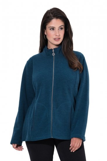 Ulla Popken 853668 Chaqueta polar con cuello alto Petróleo - Ropa de lana - 