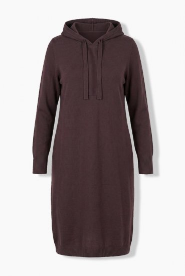 Ulla Popken 853669 Vestido de punto de manga larga con capucha Marrón caoba - Vestidos de punto - 