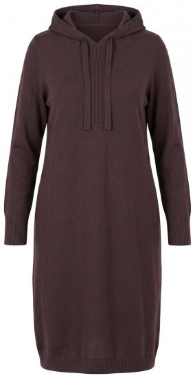 Ulla Popken 853669 Vestido de punto de manga larga con capucha Marrón caoba - Vestidos de punto - 