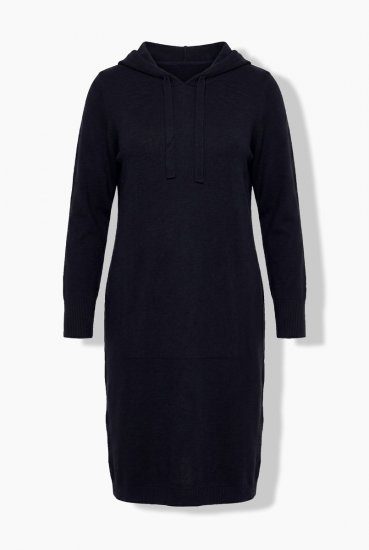 Ulla Popken 853669 Vestido de felpa de manga larga con capucha Azul marino - Vestidos sudadera - 