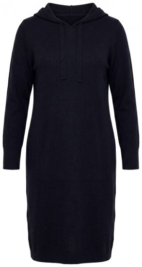 Ulla Popken 853669 Vestido de felpa de manga larga con capucha Azul marino - Vestidos sudadera - 