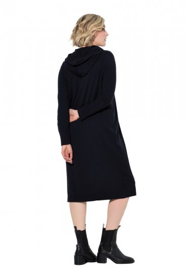 Ulla Popken 853669 Vestido de felpa de manga larga con capucha Azul marino - Vestidos sudadera - 