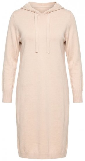 Ulla Popken 853669 Vestido de punto de manga larga con capucha Beige - Vestidos midi - Vestidos midi de talla grande