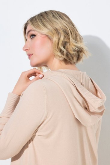Ulla Popken 853669 Vestido de punto de manga larga con capucha Beige - Vestidos midi - Vestidos midi de talla grande