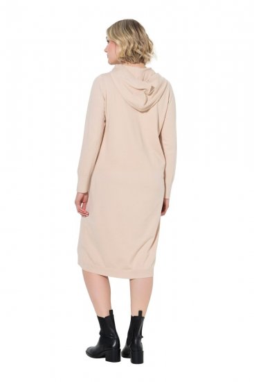 Ulla Popken 853669 Vestido de punto de manga larga con capucha Beige - Vestidos midi - Vestidos midi de talla grande