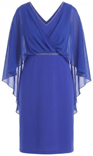 Ulla Popken 853675 Vestido de gasa con manga 3/4 Azul - Vestidos de noche - Vestidos de fiesta de gran talla