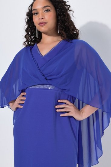 Ulla Popken 853675 Vestido de gasa con manga 3/4 Azul - Vestidos de noche - Vestidos de fiesta de gran talla