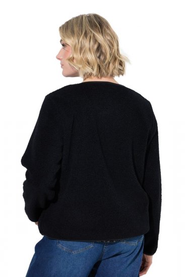 Ulla Popken 853685 Chaqueta corta de borreguito con ribetes efecto piel Negro - Chaquetas - Chaquetas para mujer en tallas grandes