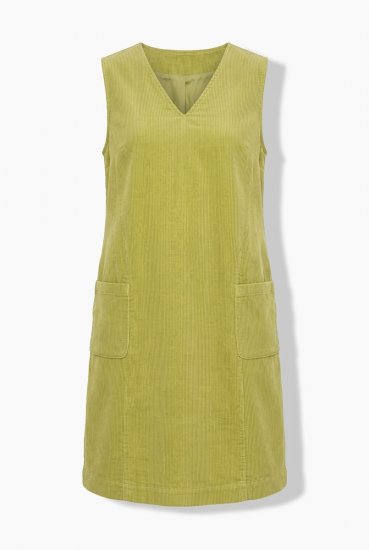 Ulla Popken 853697 Vestido de pana sin mangas con bolsillos Verde claro - Vestidos de verano - Vestidos de verano tallas grandes