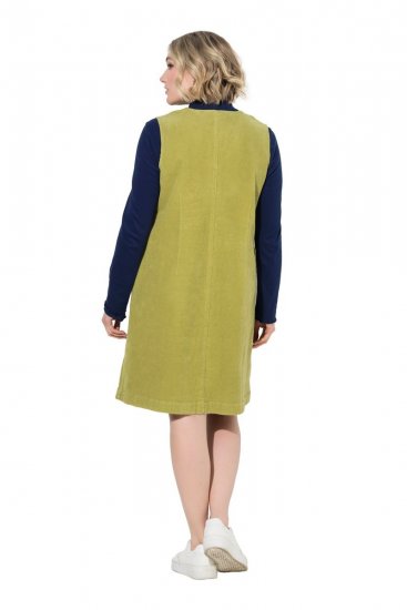 Ulla Popken 853697 Vestido de pana sin mangas con bolsillos Verde claro - Vestidos de verano - Vestidos de verano tallas grandes