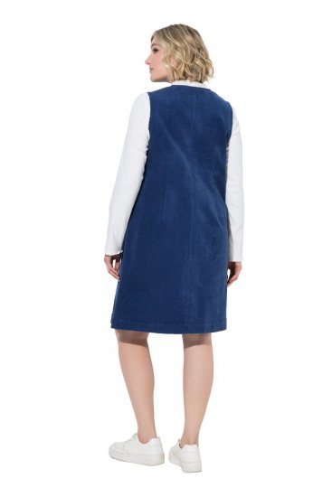 Ulla Popken 853697 Vestido de pana sin mangas con cuello de pico Azul marino - Vestidos de verano - Vestidos de verano tallas grandes