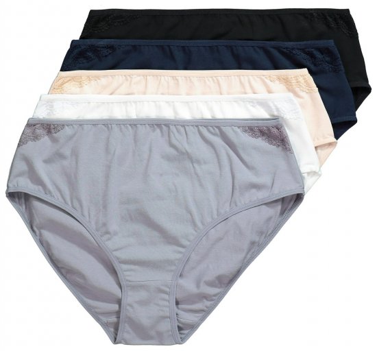 Ulla Popken 853698 Bragas con encaje pack de 5 Negro - Bragas - 