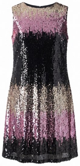 Ulla Popken 853768 Vestido de lentejuelas de rayas Negro - Vestidos de noche - Vestidos de fiesta de gran talla