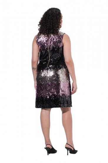 Ulla Popken 853768 Vestido de lentejuelas de rayas Negro - Vestidos de noche - Vestidos de fiesta de gran talla