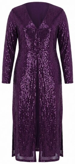Ulla Popken 853770 Chaqueta de lentejuelas Ciruela - Chaquetas - Chaquetas para mujer en tallas grandes