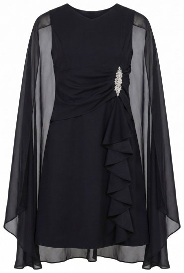 Ulla Popken 853774 Vestido con volantes Negro - Vestidos de noche - Vestidos de fiesta de gran talla