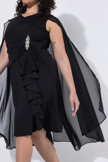 Ulla Popken 853774 Vestido con volantes Negro - Vestidos de noche - Vestidos de fiesta de gran talla
