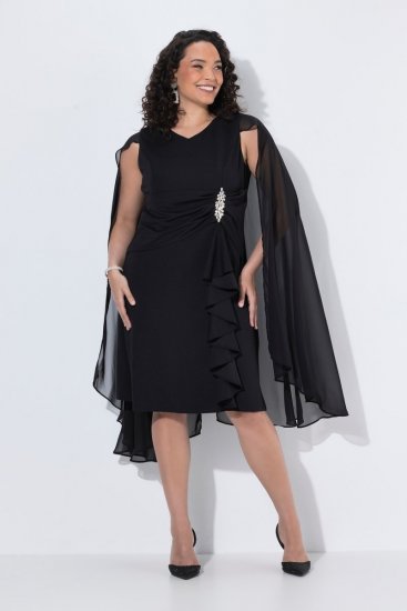 Ulla Popken 853774 Vestido con volantes Negro - Vestidos de noche - Vestidos de fiesta de gran talla
