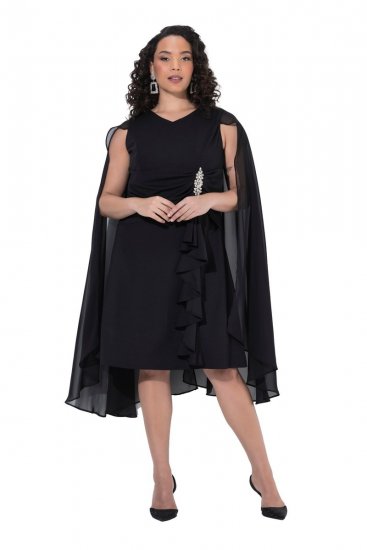 Ulla Popken 853774 Vestido con volantes Negro - Vestidos de noche - Vestidos de fiesta de gran talla