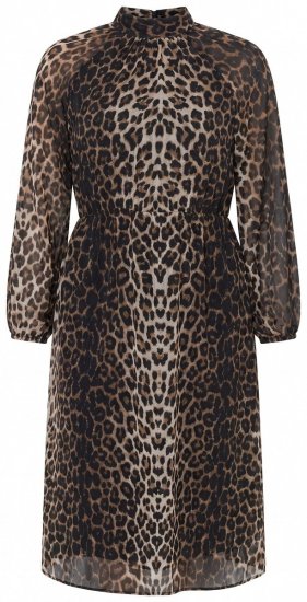 Ulla Popken 853788 Vestido de gasa con estampado animal Marrón claro - Vestidos maxi - Vestidos largos en tallas grandes