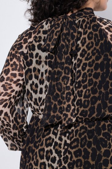 Ulla Popken 853788 Vestido de gasa con estampado animal Marrón claro - Vestidos maxi - Vestidos largos en tallas grandes