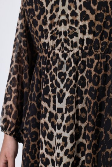 Ulla Popken 853788 Vestido de gasa con estampado animal Marrón claro - Vestidos maxi - Vestidos largos en tallas grandes