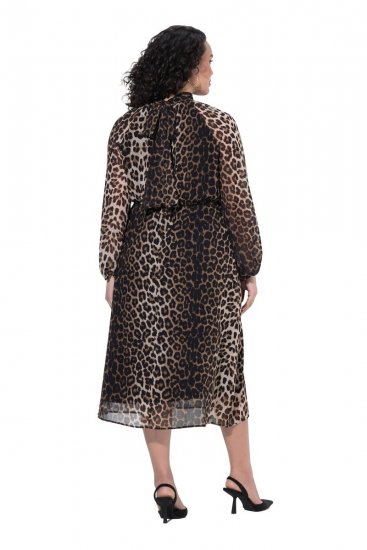 Ulla Popken 853788 Vestido de gasa con estampado animal Marrón claro - Vestidos maxi - Vestidos largos en tallas grandes